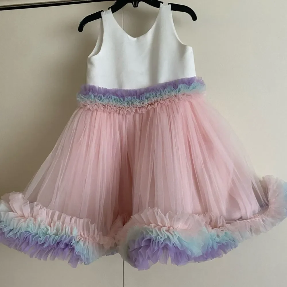 Elegant Pink and White Kids Toddler Formal Dress